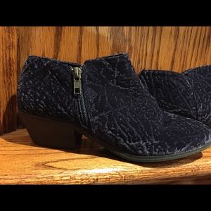 Blue suede booties